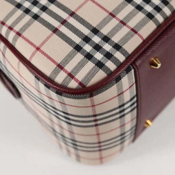 BURBERRY Nova Check Hand Bag Canvas Beige Gold Auth am8511V - Picture 5 of 16